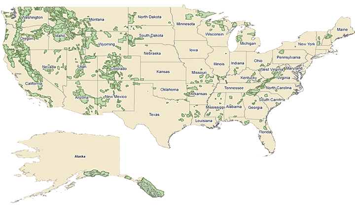 Map Of Us Wilderness Areas USDA Forest Service FSGeodata Clearinghouse   Wilderness & Wild 